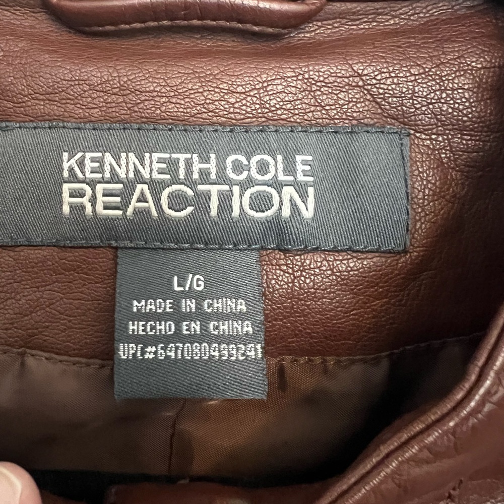 Kenneth Cole Reaction Brown Leather Jacket Size L - Picture 5 of 8